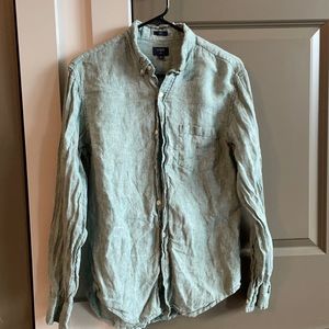 J Crew Men’s Green Linen Casual Shirt Medium